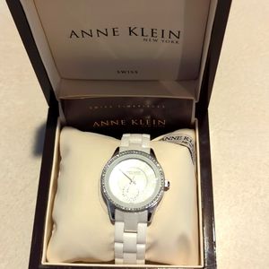 Anne Klein Crystal Ceramic band watch